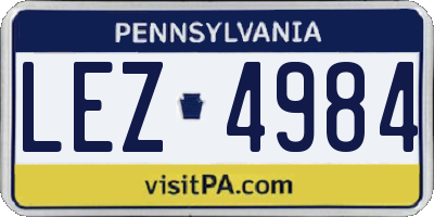 PA license plate LEZ4984
