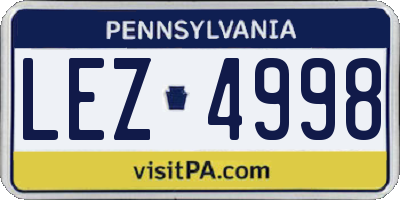 PA license plate LEZ4998