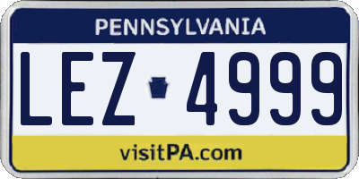 PA license plate LEZ4999