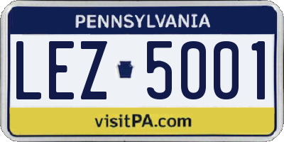 PA license plate LEZ5001