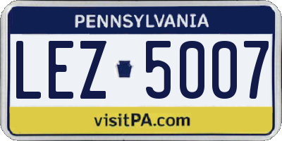 PA license plate LEZ5007