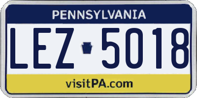 PA license plate LEZ5018