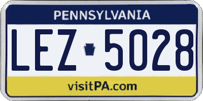 PA license plate LEZ5028