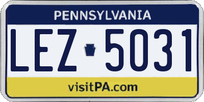 PA license plate LEZ5031