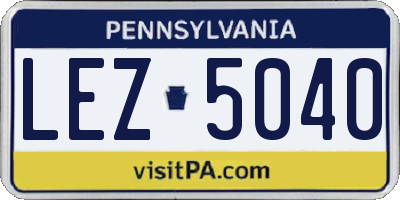 PA license plate LEZ5040