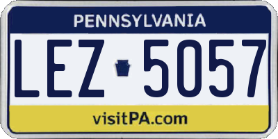 PA license plate LEZ5057