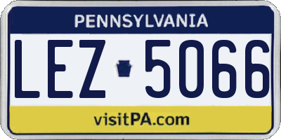 PA license plate LEZ5066