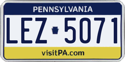PA license plate LEZ5071