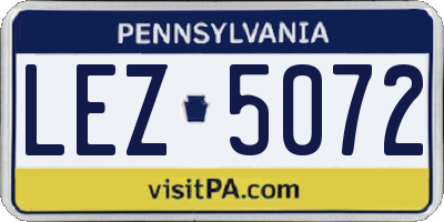 PA license plate LEZ5072