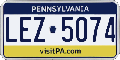 PA license plate LEZ5074