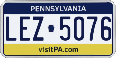 PA license plate LEZ5076