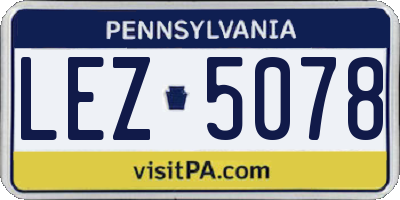 PA license plate LEZ5078