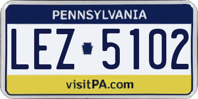 PA license plate LEZ5102
