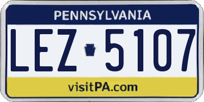 PA license plate LEZ5107