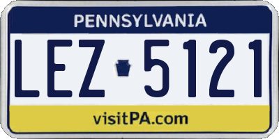 PA license plate LEZ5121