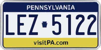 PA license plate LEZ5122