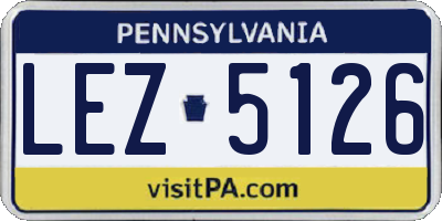 PA license plate LEZ5126