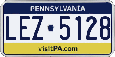 PA license plate LEZ5128