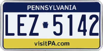 PA license plate LEZ5142