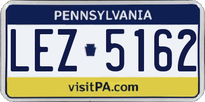 PA license plate LEZ5162
