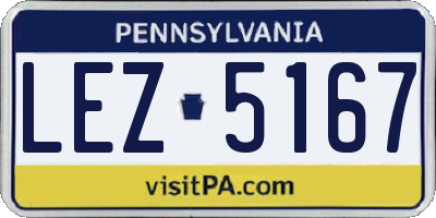PA license plate LEZ5167