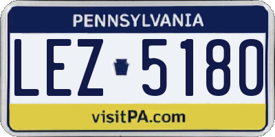 PA license plate LEZ5180