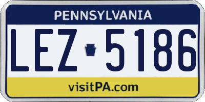 PA license plate LEZ5186