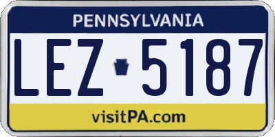 PA license plate LEZ5187
