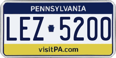 PA license plate LEZ5200