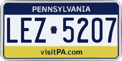 PA license plate LEZ5207