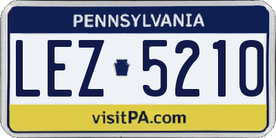 PA license plate LEZ5210