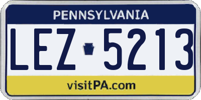 PA license plate LEZ5213