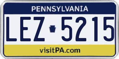 PA license plate LEZ5215