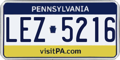 PA license plate LEZ5216