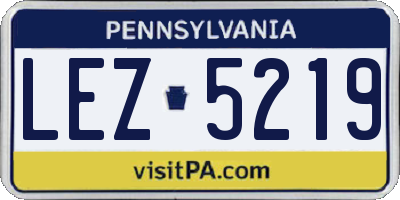 PA license plate LEZ5219