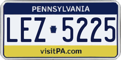 PA license plate LEZ5225