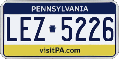 PA license plate LEZ5226