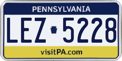 PA license plate LEZ5228