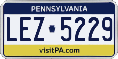 PA license plate LEZ5229