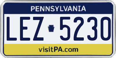 PA license plate LEZ5230