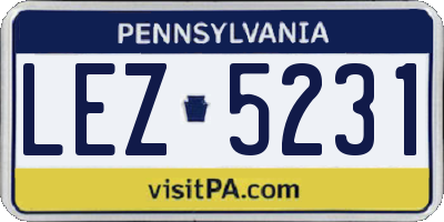 PA license plate LEZ5231