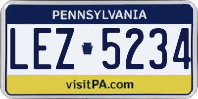 PA license plate LEZ5234