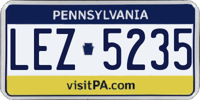 PA license plate LEZ5235