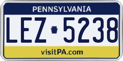 PA license plate LEZ5238
