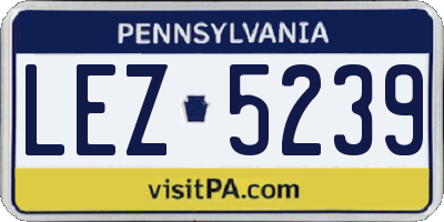PA license plate LEZ5239