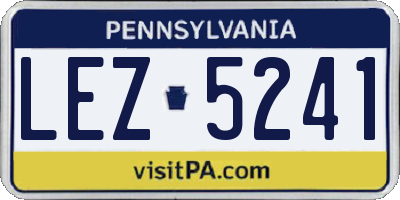 PA license plate LEZ5241
