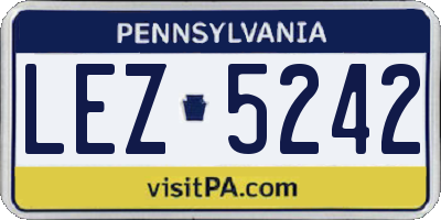 PA license plate LEZ5242