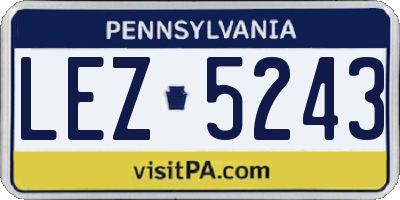 PA license plate LEZ5243