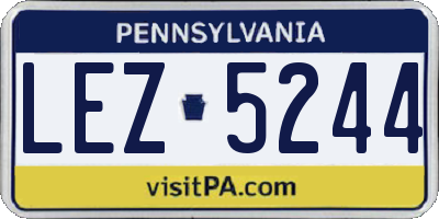 PA license plate LEZ5244