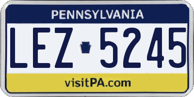 PA license plate LEZ5245